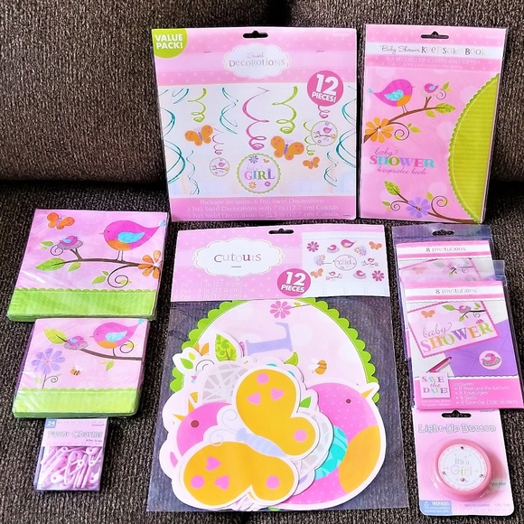 Amscan Other - Baby Shower Lot Girls Pink Birds & Butterflies New